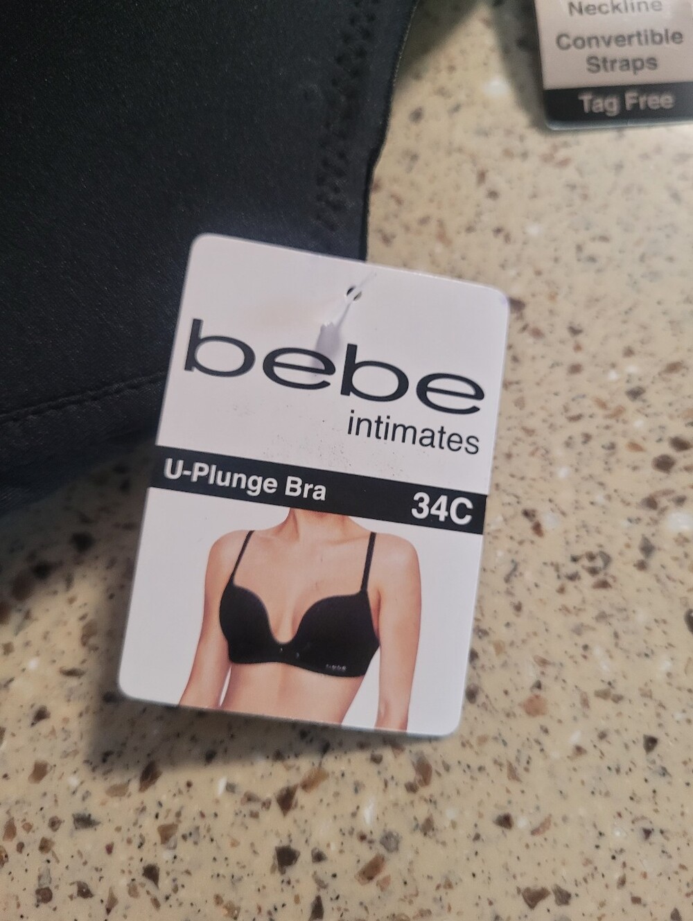 Bebe Womens Size 34C U Plunge Black Bra Convertible Straps Plunging Neckline - Picture 8 of 8